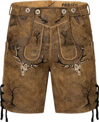 Immagine prodotto di Pantaloni corti in pelle tradizionale da uomo PAULGOS - HK6 ANTIK - vera pelle - disponibili in 2 colori - misura 44 - 60