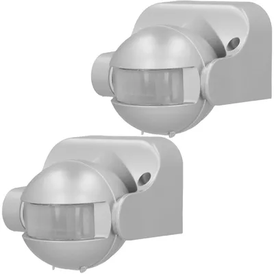 Productafbeelding van 2x Infrarood bewegingsmelder, kantelbaar, IP44, 180 graden, zilver