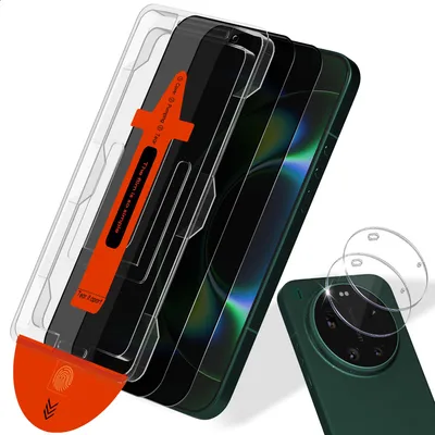 Zdjęcie produktu dla 2-pak Xiaomi 17 Ultra Szkło ochronne na ekran Privacy & 2-pak ochrona obiektywu - Szkło hartowane | [Automatyczna instalacja] - Bez bąbelków