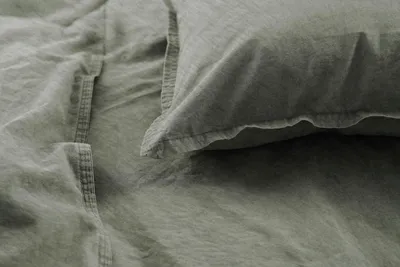 Produktbild von Primera Flanell Bettwäsche 155x220 stonewashed olive uni grün 173100-518