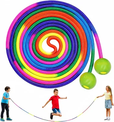 Produktbild von Springseil 5 m, Holz, 7 Farben Regenbogen, für draußen