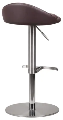 Immagine prodotto di FineBuy Sgabello da bar in acciaio inossidabile marrone, altezza seduta regolabile da 54 a 79 cm, sgabello da bar con schienale, sgabello da bistrot imbottito, sgabello da bancone girevole a 360°
