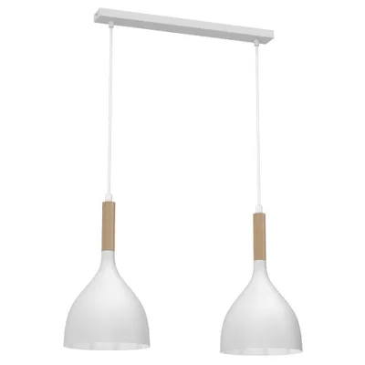 Zdjęcie produktu dla Lampa wisząca Noak wood biały matowa-jasne drewno 2xE27x15W metal wym:110x52x17cm IP20 Luminex