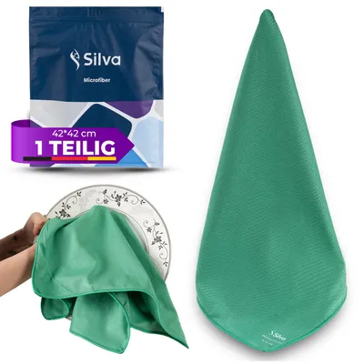 Produktbild von Silva Hochwertige Mikrofasertücher - Streifenfreie Fenster- und Spiegelreinigung, Küche & Magisches Reinigungstuch - Grün