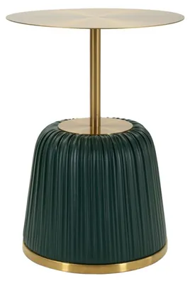 Immagine prodotto di Tavolino Egle in metallo ePoliuretanoverde e oro Ø 40x55 cm