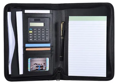 Imagen del producto de Solidchoice: Portafolio reutilizable A5 de cuero sintético (PU) con bloc de notas, ideal para la escuela y el trabajo