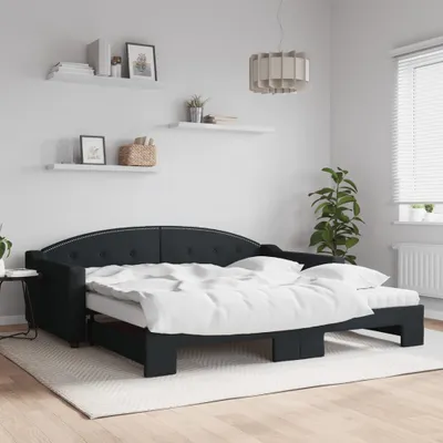 Image de Maison Exclusive - Canapé-lit convertible avec matelas noir 100 x 200 cm en tissu