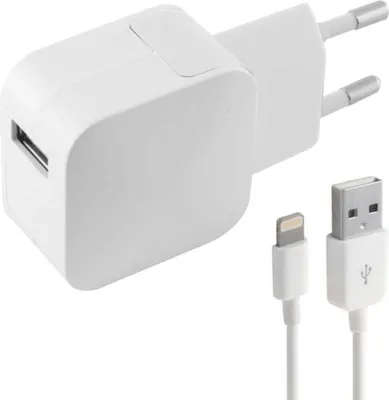 Image de Chargeur mural + câble Lightning MFI KSIX 2.4A USB iPhone blanc