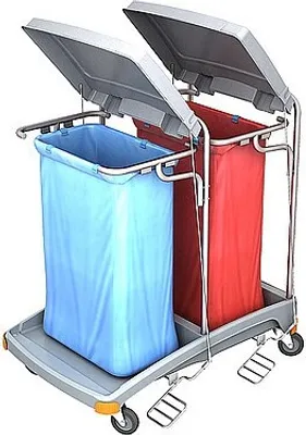 Splast Doppelter Abfallwagen aus Plastik mit Pedal und Deckel - Abdeckung optional Splast  TSOP-0006,TSOP-008