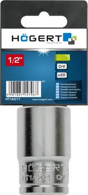 Produktbild von Högert Technik Sechskantsteckschlüssel 1/2", 21 mm, CrV50BV30, DIN 3125, HT1A221