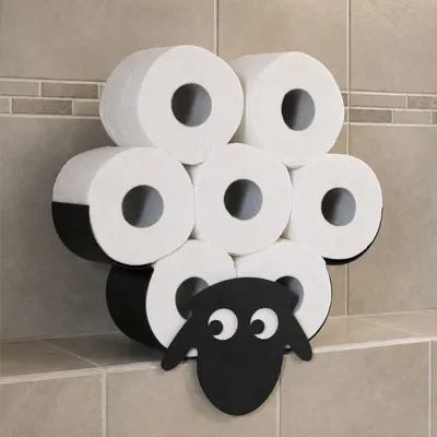 Immagine prodotto di DanDiBo Porta rotolo di carta igienica Porta rotolo di carta igienica Sheep Wall Black Metal Porta rotolo di carta igienica Porta rotolo di carta igienica di ricambio Porta rotolo di carta igienica
