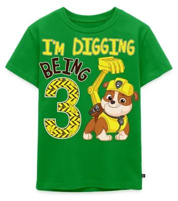 Produktbild von Spreadshirt Paw Patrol Geschenk 3 Jahre Geburtstag Rubble Kinder Premium T-Shirt, 122/128 (6 Jahre), Grün