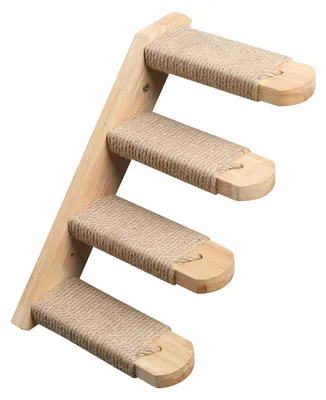 Katzenleiter mit 4 Stufen, Wandmontage, Jute-Kratzbaum, Kletterregal