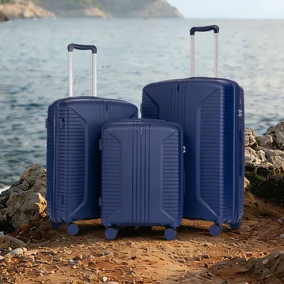 Produktbild von MODFU 3-teiliges Set Trolleys,20", 24", 28" Koffer,Reisekoffer mit 360°-Rollen und Teleskopgriff,Klassische Koffer mit PP-Hartschale,Blau