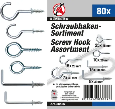 Produktbild von KRAFTMANN 88136 Schraubhaken-Set, 80-tlg.