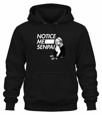 Imagen del producto de "NOTICE ME SENPAI" - Auriculares con diseño de anime/manga, sudadera con capucha, color negro, talla M