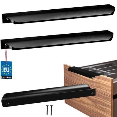 Immagine prodotto di KOTARBAU® Set da 2 maniglie per mobili, maniglie per armadi 212 mm, nero opaco ZnAl, maniglie con fissaggio posteriore, maniglie per bordi, maniglie per cassetti, cucina moderna