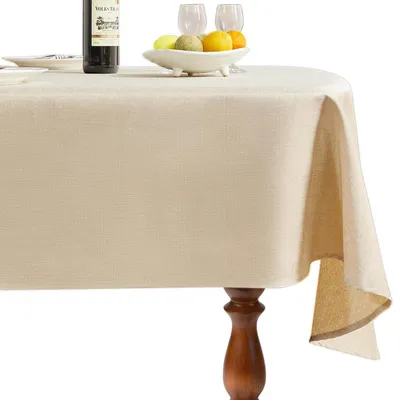 Obrázok produktu pre Obrus oválny, béžový, ľanový, 140 x 160 cm, jednofarebný