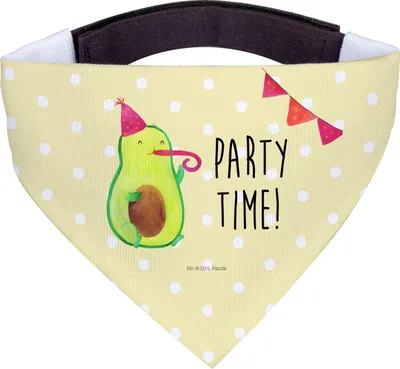 Produktbild von Mr. & Mrs. Panda Dreieckstuch Avocado Party Zeit - Gelb Pastell - Geschenk, Happy Birthday, Halstuch für Hund, Geburtstag, Hundehalstuch, Hunde, Hals Tuch, Genießen