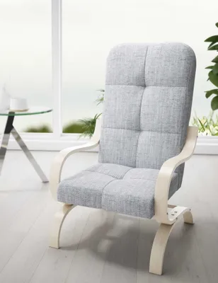 Zdjęcie produktu dla LIKMA Szary Fotel Manila Do Salonu Z Podłokietnikami Nowoczesny Fotel Wypoczynkowy 65x97x79 cm Skandynawski Tapicerowany