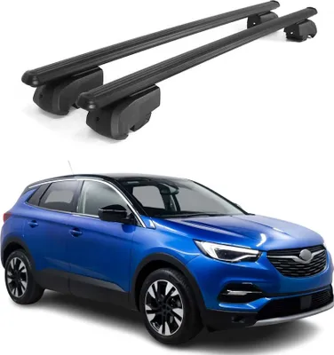 Image de Barres de toit Transversales pour Opel Grandland X 2017-2021 Alu Noir ABE