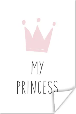 Produktbild von MuchoWow® Poster Zitate - Meine Prinzessin - Krone - Illustration - Rosa - Kind - Mädchen 120x180 cm - Kunstposter