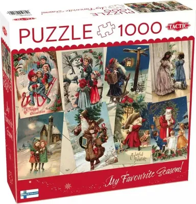 Produktbild von Tactic Puzzle Lovers Vintage Christmas Cards 1000 pcs puzzle, 1000 Stück(e), Weihnachten