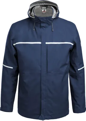 Produktbild von Qualitex  - wetterfeste Hardshelljacke | Reflex-Regenjacke mit justierbarer Kapuze - in Farbe: marine - Herren: XXL