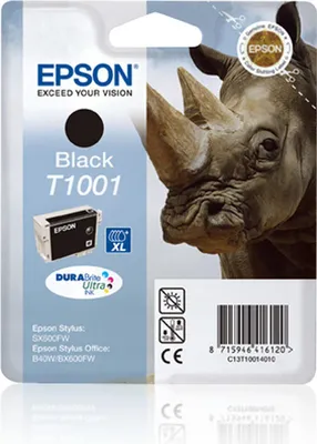 Produktbild von Epson Rhino Singlepack Black T1001 DURABrite Ultra Ink, Low Yield, Schwarz, Tinte auf Pigmentbasis, 25,9 ml, 1 Stück(e), 995 Seiten