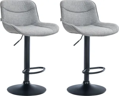 Produktbild von 2er Set Barhocker Vonore Stoff schwarz grau
