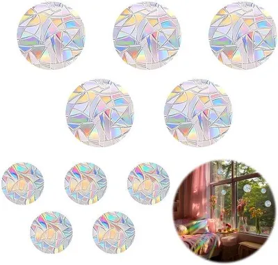 Produktbild von 10er-Pack Prisma Raamstickers, Vogelbeschützung & Regenbogen Sonnenschutz, elektrostatische Folie für Hausdekoration
