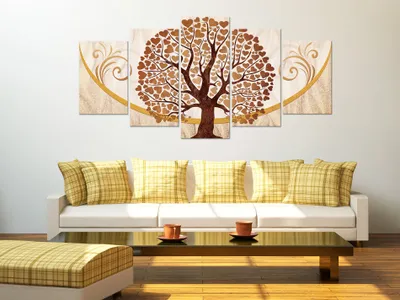 Image de Tableau acoustique Arbre Amour 200 x 100 cm Tableaux Mousse acoustique Absorbeur acoustique haute performance Isolation acoustique Toile 5 pièces Tableau mural Acoustique intérieure Isolation acoustique b-C-0073-b-p