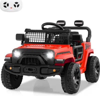 Produktbild von COSTWAY 12V Kinder Elektroato, Elektro Auto mit Fernbedienung, Musik, Hupe, LED-Lichter & 3 Geschwindigkeiten, Elektrofahrzeug für Kinder 3+ Rot