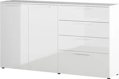 Produktbild von Sideboard mit Schubkästen und Türen SAN MARINO-01 in Hochglanz weiß, B/H/T: ca. 186/107/40 cm