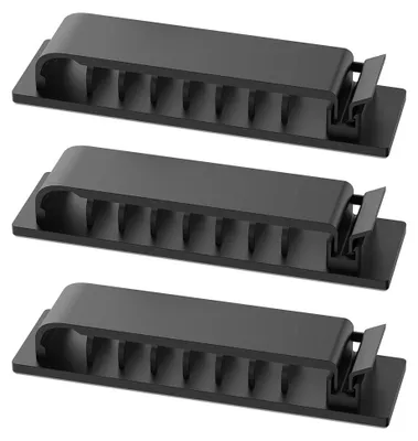Selbstklebende Kabelclips, 3 Stück, schwarz, Kabelführung