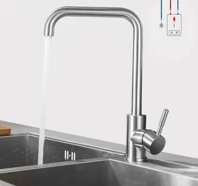 Produktbild von Niederdruck Wasserhahn Küche Armatur aus Edelstahl | 360° Schwenkbar Küche Mischbatterie Einhebelmischer für Kaltwasser und einen Wasserboiler konzipiert