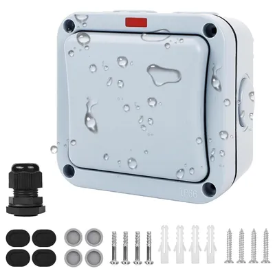 Image de Interrupteur extérieur étanche IP66, 20A 250V, gris, pour jardin et balcon