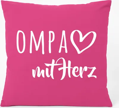 Produktbild von Huuraa Kissen OMPA mit Herz 40x40cm mit Füllung Fuchsia Baumwolle Dekokissen Geschenkidee