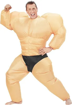 Produktbild von Aufblasbares Bodybuilder Kostüm - Muskelpaket Gr. M/L Kraftprotz