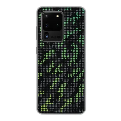 Produktbild von MuchoWow® Handyhülle Schutzhülle Hülle für Samsung Galaxy S20 Ultra Camouflage-Muster aus grünen und grauen Punkten Silikon Softcase Handy Hülle - Karteninhaber