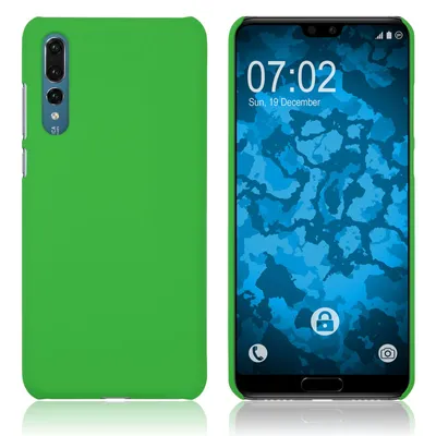 A green phone case is shown next to a smartphone displaying its lock screen.