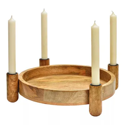 Produktbild von Adventskranz aus Mangoholz 37 cm