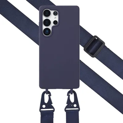 Zdjęcie produktu dla Selencia Silikonowe etui z odłączanym sznurkiem do Samsung Galaxy S25 Ultra - ciemnoniebieskie
