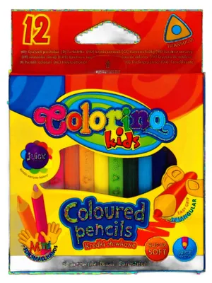 Zdjęcie produktu dla Kredki trójkątne mini 12 kolorów Patio Colorino Kids