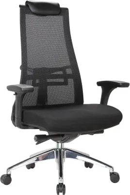 Produktbild von Bürostuhl Dmihail, Chefsessel aus Mesh mit Armlehnen, ergonomischer Bürositz, 71x69h110/118 cm, schwarz