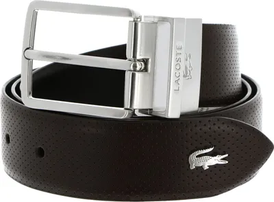Image de LACOSTE Cuir ceinture Elegance Punch Plain Leather Belt W110 Marron Noir marron foncé