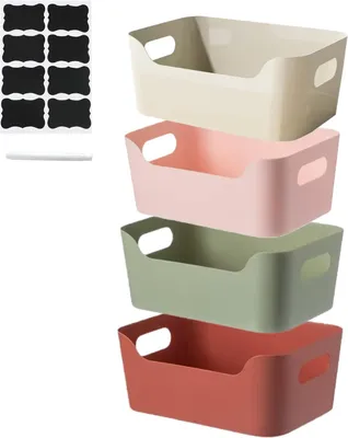 Zdjęcie produktu dla Pojemniki do przechowywania z uchwytem, 4 sztuki, 24x17x10 cm, plastik, do kuchni i łazienki