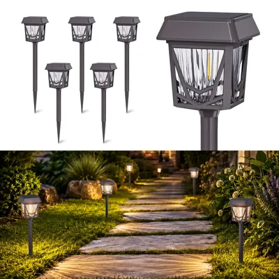 Solar-Gartenleuchten 6er-Set, Außenlampen mit USB-C, 1500 mAh, 12h, IPX6