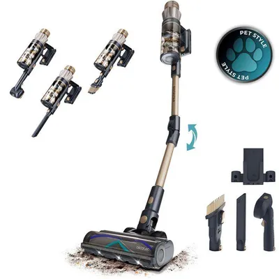 Obrázek produktu pro Vysavač s teleskopickou rukojetí – CECOTEC Conga Rockstar RS90 Pet Flex – 40 000 Pa – 65 min – 140 m² – Zlatá / Šedá