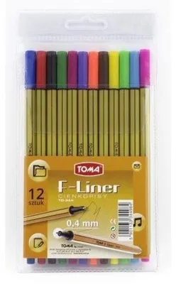 Zdjęcie produktu dla Cienkopisy F-Liner TOMA 12 kolorów z fibrową końcówką 0,4 mm